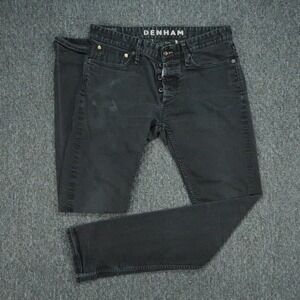 Denham Jeans Mens 33x34 Black Razor Slim 5 Pocket Denim Button Fly